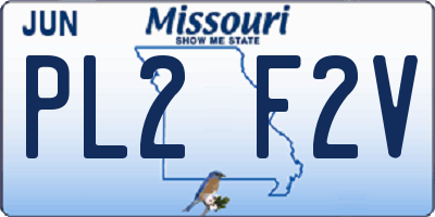 MO license plate PL2F2V