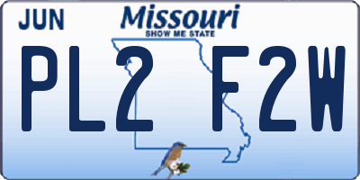 MO license plate PL2F2W