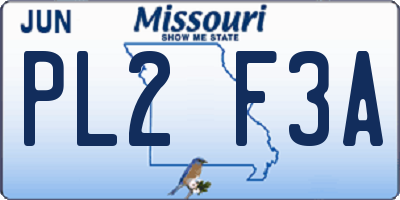 MO license plate PL2F3A