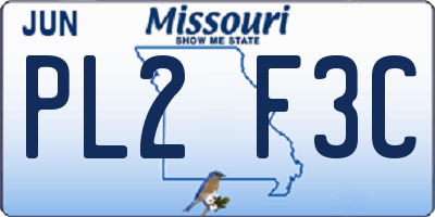 MO license plate PL2F3C