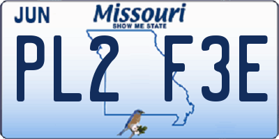 MO license plate PL2F3E