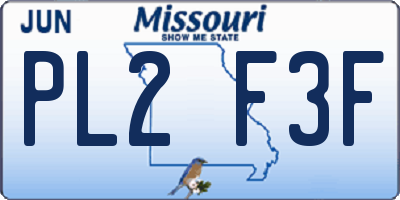 MO license plate PL2F3F