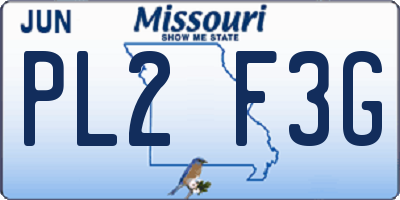 MO license plate PL2F3G