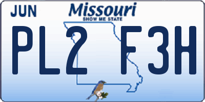 MO license plate PL2F3H