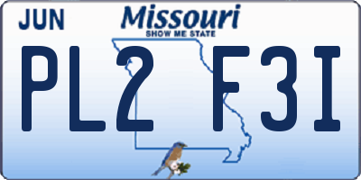 MO license plate PL2F3I