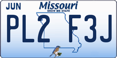 MO license plate PL2F3J