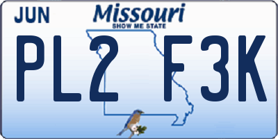 MO license plate PL2F3K