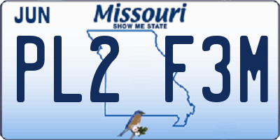 MO license plate PL2F3M