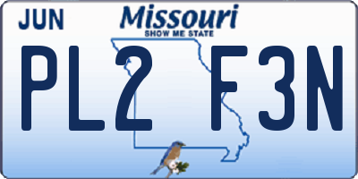 MO license plate PL2F3N