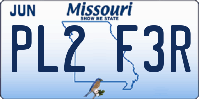 MO license plate PL2F3R