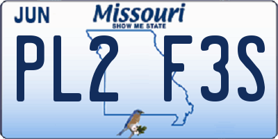 MO license plate PL2F3S