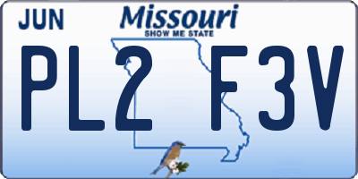 MO license plate PL2F3V