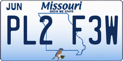 MO license plate PL2F3W
