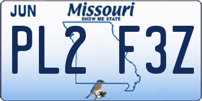 MO license plate PL2F3Z
