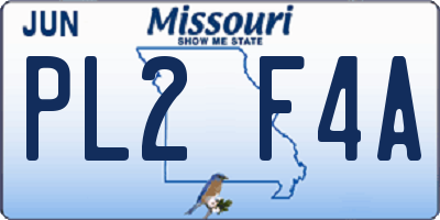 MO license plate PL2F4A