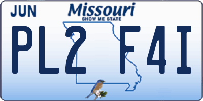 MO license plate PL2F4I