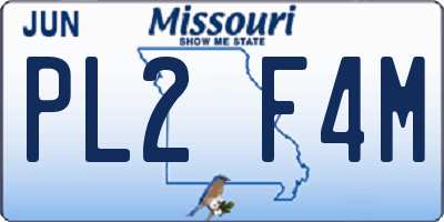 MO license plate PL2F4M