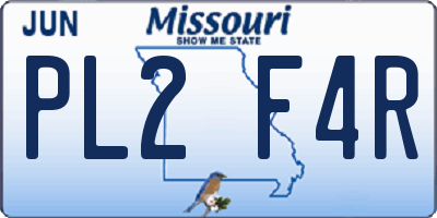 MO license plate PL2F4R
