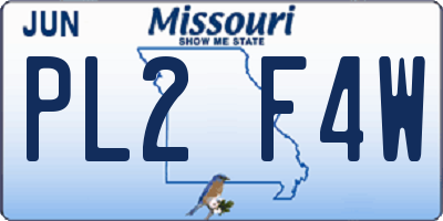 MO license plate PL2F4W