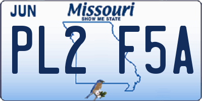 MO license plate PL2F5A