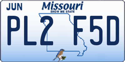 MO license plate PL2F5D