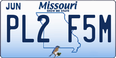 MO license plate PL2F5M