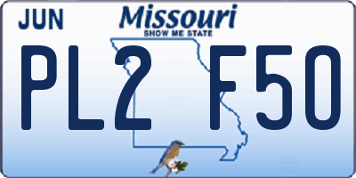 MO license plate PL2F5O