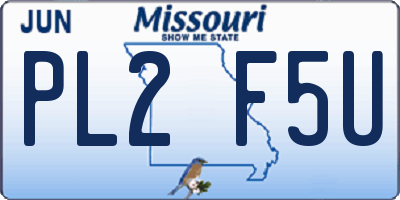 MO license plate PL2F5U
