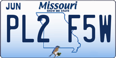 MO license plate PL2F5W