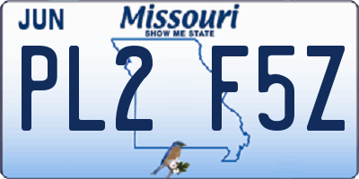 MO license plate PL2F5Z