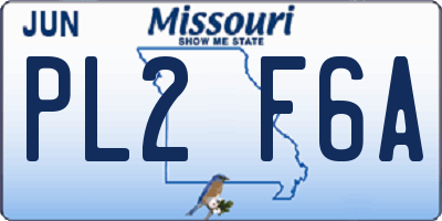 MO license plate PL2F6A