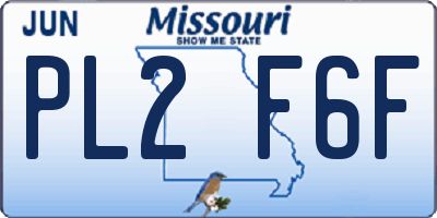 MO license plate PL2F6F