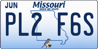 MO license plate PL2F6S