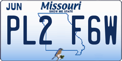 MO license plate PL2F6W
