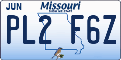 MO license plate PL2F6Z