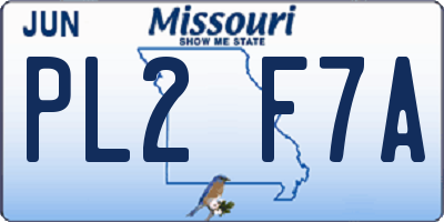 MO license plate PL2F7A