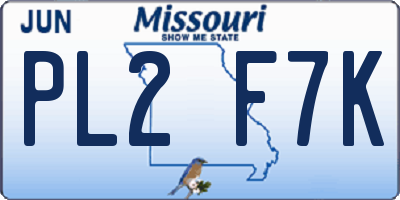 MO license plate PL2F7K