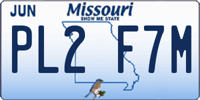MO license plate PL2F7M