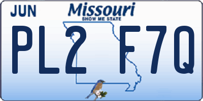 MO license plate PL2F7Q