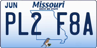 MO license plate PL2F8A