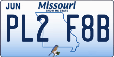 MO license plate PL2F8B