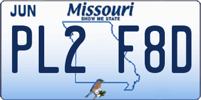 MO license plate PL2F8D
