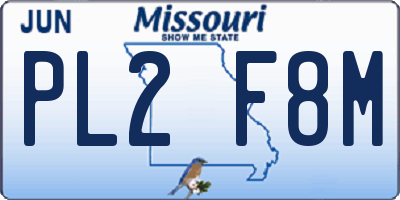 MO license plate PL2F8M