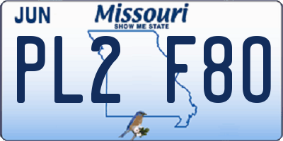 MO license plate PL2F8O