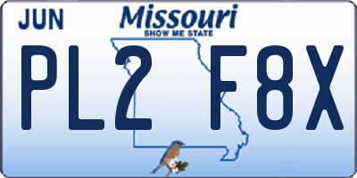 MO license plate PL2F8X