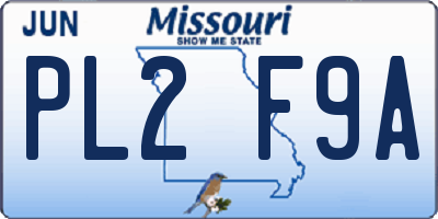 MO license plate PL2F9A
