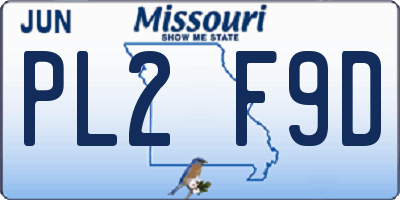 MO license plate PL2F9D