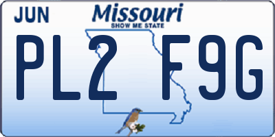 MO license plate PL2F9G