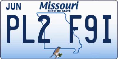 MO license plate PL2F9I