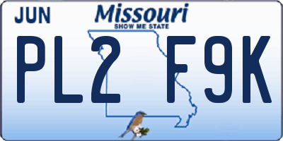 MO license plate PL2F9K